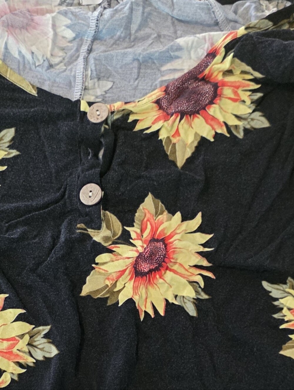 LARA Black Tank Top with Yellow Sunflower Print